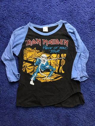 Vintage Iron Maiden 1983 Piece Of Mind Tour Raglan Shirt S Small Euc