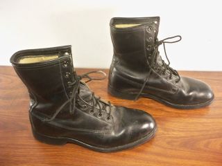 Addison Post Vietnam 1979 Black Leather Combat Steel Toe Boots Men ' s Size 7.  5 W 2