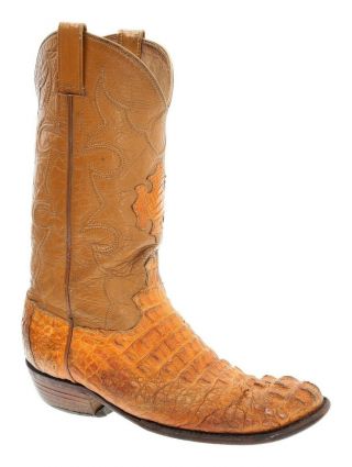 Custom Cowboy Boots 9.  5 D Mens Exotic Alligator Leather Vintage Western Boots