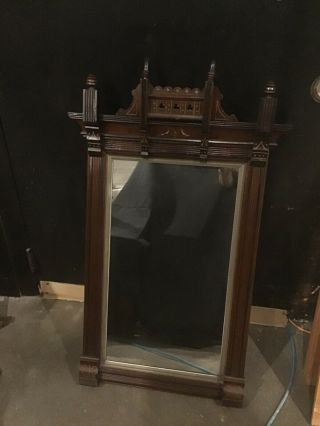 Ornate Eastlake Victorian Walnut Mirror