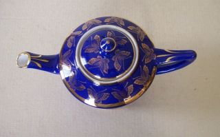 Vintage Hall Teapot Cobalt Blue w/ Gold Trim & Gold Butterflies 6 Cup 0156 EX 3
