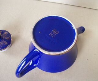 Vintage Hall Teapot Cobalt Blue w/ Gold Trim & Gold Butterflies 6 Cup 0156 EX 6
