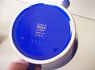 Vintage Hall Teapot Cobalt Blue w/ Gold Trim & Gold Butterflies 6 Cup 0156 EX 7