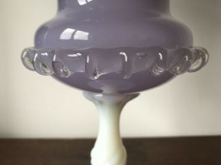 Vintage Blown Glass Footed Vase - Iridescent - Opaline - Lilac 2