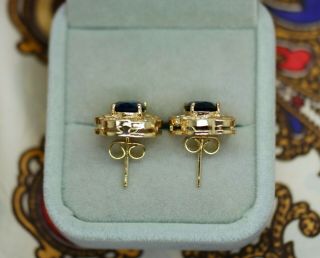 VINTAGE JEWELLERY GOLD EARRING BLUE AND WHITE SAPPHIRES EAR RINGS 5