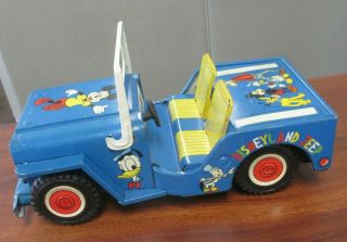 Vintage Marx Tin Litho Disneyland Disney Character Jeep Toy 9 - 3/4 "