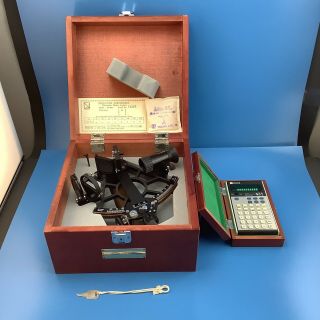 Tamaya Micrometer Marine Sextant W/ Case & Astronavigation Calculator Japan 1980
