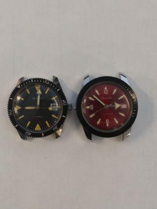 Two Big Size Vintage Men Diver Watches Lucerne And Westclox