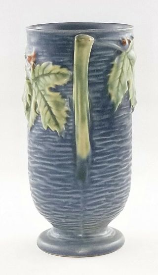 Vtg Roseville Pottery Bushberry Blue Double Handled Vase 29 - 6 COND 4