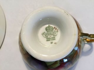 Vintage Aynsley Heavy Gold Orchard Fruit Tea Cup & Saucer Signed N Brunt 6