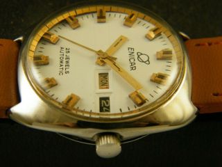 VINTAGE ENICAR AUTOMATIC SWISS MEN ' S DAY/DATE RARE WATCH 289 - a149472 - 5 3
