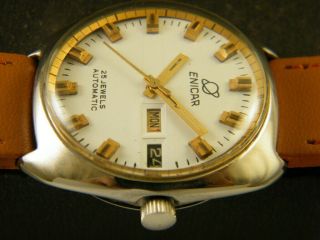 VINTAGE ENICAR AUTOMATIC SWISS MEN ' S DAY/DATE RARE WATCH 289 - a149472 - 5 4