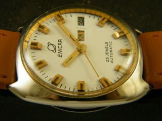 VINTAGE ENICAR AUTOMATIC SWISS MEN ' S DAY/DATE RARE WATCH 289 - a149472 - 5 5