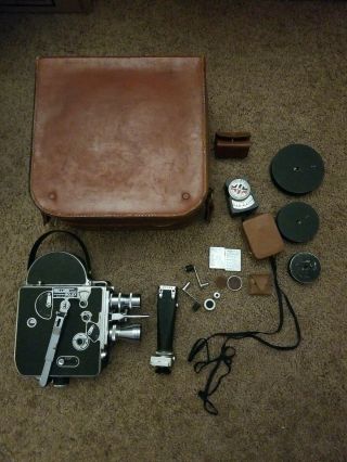 Paillard Bolex H8 8mm Camera Vintage Case Crank 3 Lenses Parts