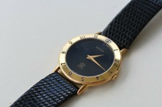 Gucci 3000m Gold Plated Watch Black Strap,  Vintage