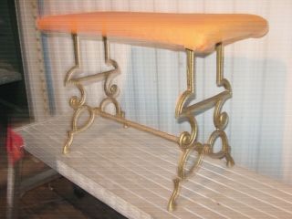Vintage Antique Ornate Cast Iron Vanity Bench Foot Stool Seat Legs Victorion