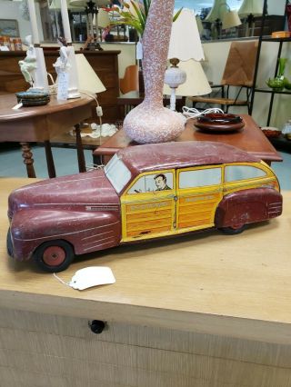 Vintage Large Wyandotte Tin Toy Station Wagon (20 " Long) All