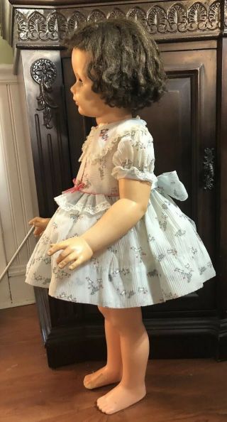 Vtg 50’s Toddler Girl Party Dress Organdy Lamb Embroidery For Play Pal Doll Rare