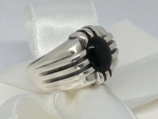 Vintage Native American Sterling Silver Handmade Cross Black Onyx Stone Ring