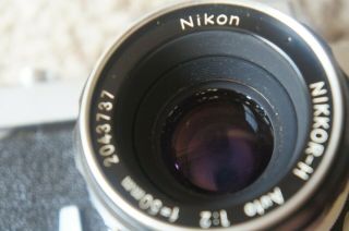 Vtg Nikon Nikkormat FS 35mm Film Camera w/ Nikkor - H Auto 1:2 f= 50mm Lens 7