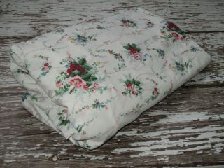 Vintage Ralph Lauren Blaine Fitted Sheet King Size White Pink Red Floral Cottage