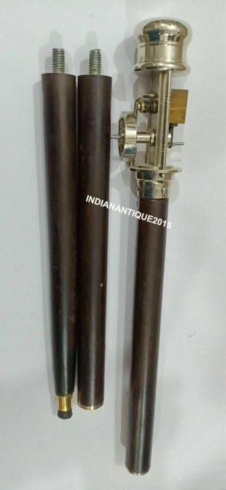 ANTIQUE Walking Stick Cane W/ Steam Engine Model Top Brass Finish Item 2