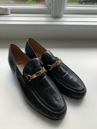 Vintage Gucci Men’s Loafers (Black Leather Dress Shoes) 2