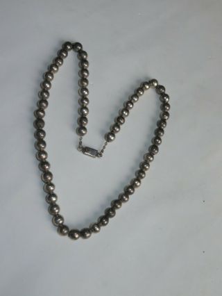 Vintage Sterling Silver Mexico Necklace Jewelry Bead Beaded 20 " (bb133)