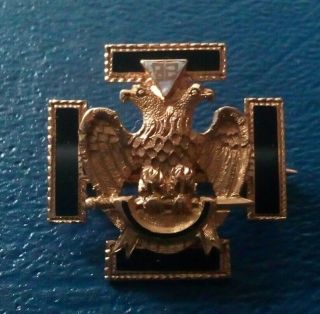 The Vintage 10k Gold Enamel 32th Degree Masonic Pin,  4.  97 Gramm.