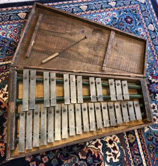 Antique Leedy Xylophone W/ Wood Case & Stick Early Rare Quality 26”