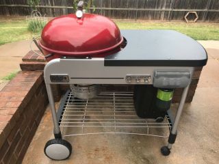 Rare First Edition Red Weber Performer Kettle On Modern Upgraded Cart