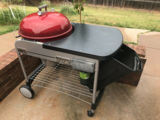 Rare First Edition Red Weber Performer Kettle on Modern Upgraded Cart 6