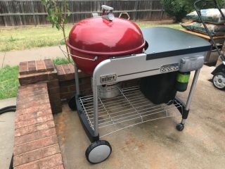 Rare First Edition Red Weber Performer Kettle on Modern Upgraded Cart 7
