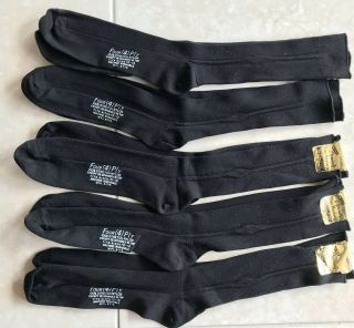 Vintage 50s 60s Nylon Socks Nos 5 Pair Mens Black Dress Hose Sz 10 - 13 Usa