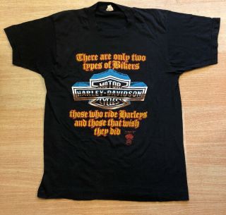 Vtg 80s Harley Davidson 3d Emblem T Shirt Sturgis Rally Pig Hog