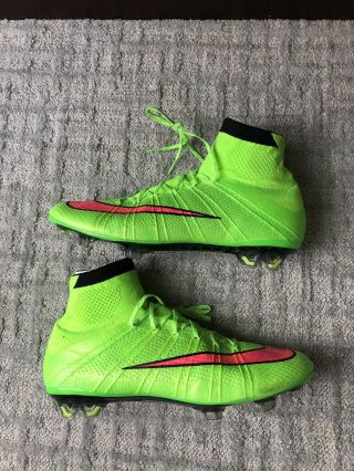 Nike Mercurial Superflys Iv Electric Green And Pink Soccer Cleats Size 9.  5 Rare 3