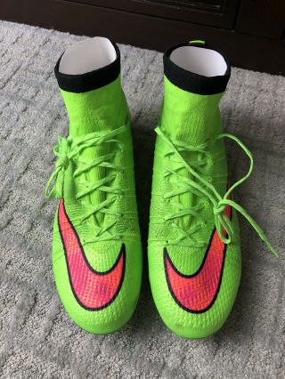 Nike Mercurial Superflys Iv Electric Green And Pink Soccer Cleats Size 9.  5 Rare 8