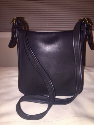 Vintage Coach 9144 Black Leather Crossbody Messenger Shoulder Bag