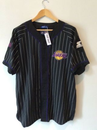 Vintage Los Angeles Lakers Starter Baseball Jersey.  Size Xl.  Sewn Back Patch.