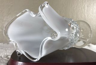 Vintage Fenton White Opalescent Lily Of The Valley Handkerchief Vase Signed 6