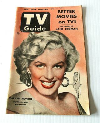 1953 Jan.  Tv Guide - Marilyn Monroe Cover - York Edition [rare] " Good,  "