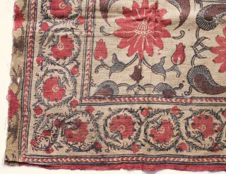 India Chintz (Printed Cotton) Textile Fragment - Flower,  Arabesque,  Part of Carpet 3