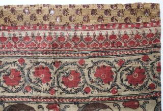 India Chintz (Printed Cotton) Textile Fragment - Flower,  Arabesque,  Part of Carpet 4