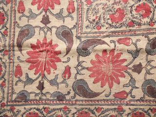 India Chintz (Printed Cotton) Textile Fragment - Flower,  Arabesque,  Part of Carpet 5