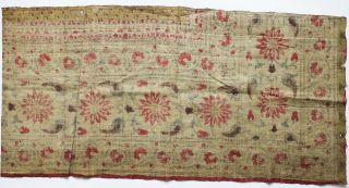 India Chintz (Printed Cotton) Textile Fragment - Flower,  Arabesque,  Part of Carpet 6