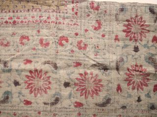 India Chintz (Printed Cotton) Textile Fragment - Flower,  Arabesque,  Part of Carpet 7