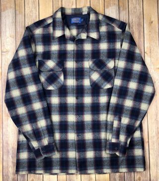 Vintage Pendleton Wool Board Shirt 2xl Tall Plaid Flap Pockets Button Down Euc