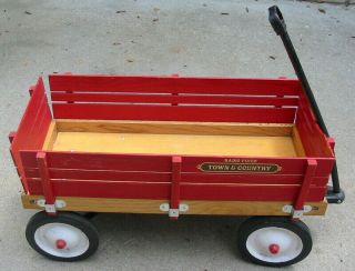 Vintage Radio Flyer Town & Country Red Stake Wagon W/removable Sides