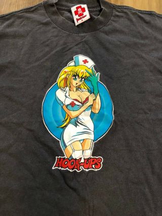 Rare Hookups Nurse Girl Hook - ups 90s T Shirt Skate Skateboard Anime - SZ Medium 2