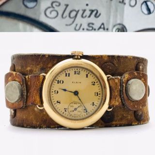 Antique 1921 Elgin Usa Mens Military Mechanical Trench Wristwatch Fixed Lugs